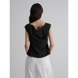 (325865LY35) [에잇세컨즈] 슬리브리스 백 디테일 블라우스  블랙