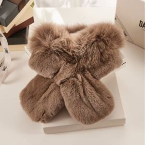 [닥스] 여성 브라운 와이드 폭스퍼 머플러 DBMU5F742W3