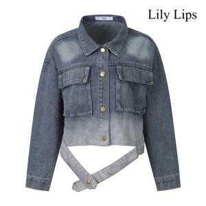 [릴리립스]컷팅 밑단 그라데이션 데님 자켓 (YL9JK001)