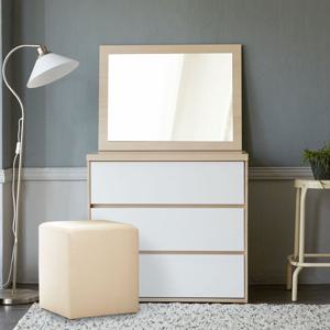 마리메종 글로시 830 3단 서랍장+일반거울+스툴 화장대 세트_착불