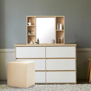 마리메종 글로시 1200 3단 서랍장+수납거울+스툴 화장대 세트_착불