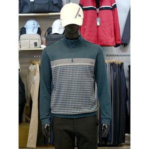 팜스프링스 세이브존03 팜스프링스 남성 골프 겨울 체크 배색 반집업 티셔츠 ASTZM244158GA