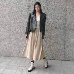 [나이스클랍]니트 블록 훌 스커트 N234MWS910_DG