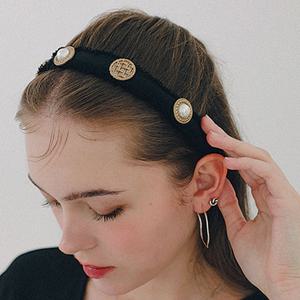 제이로렌 트위드 캐스팅 진주 헤어밴드 H01480