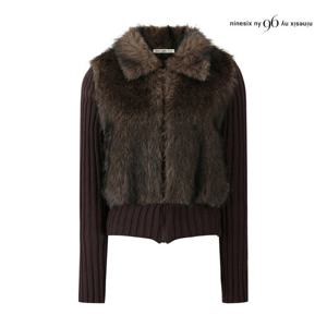 나인식스뉴욕  카라넥 페이크 퍼 골지 집업 가디건 (NPCKG002M0)