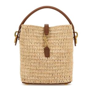 생로랑 라피아 위브 드로우스트링 버킷백 765870GAAFC 2080