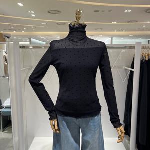 [밸리걸] 도트 슬림 하이넥 티셔츠 615270