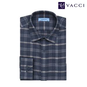 바찌 울 혼방 체크 일반핏 기모 남방 셔츠 블루 VD1O4CR142B0