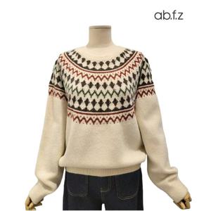 [에이비에프지]배색 포인트 라운든게 긴팔 니트 APA1HW41A