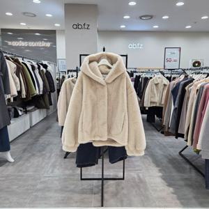 [ab.f.z]AFA1HF05/페이크 후드 퍼 루즈핏 점퍼-IC
