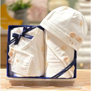 압소바 HK(아기선물3종)새싹곰 오가닉 배냇슈트 속싸개 모자세트(26년봄신상) (AA1A10122)