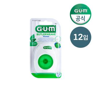 GUM 검 버틀러웨이브 민트왁스 치실 (1855) 12개