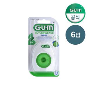 GUM 검 버틀러웨이브 민트왁스 치실 (1855) 6개
