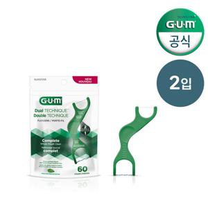 GUM 검 치과 스마트 손잡이형 듀얼 테크닉크 2중 민트 치실(60p) (821) 2개