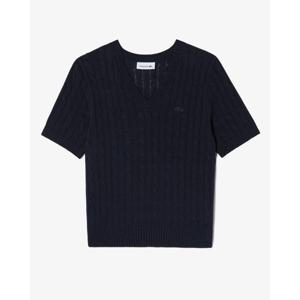 [라코스테공식] 여성 케이블 반팔 브이넥 스웨터 AF350E-55G 166