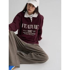 (356141WM2Z) [에잇세컨즈] 칼라 긴소매 그래픽 럭비티셔츠  와인