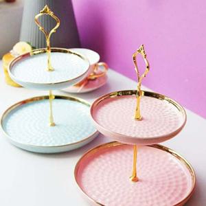 파스텔 샤론 골드 2단 케이크스탠드 파티플레이트