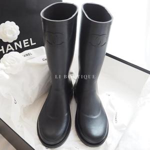 샤넬 CC 로고 러버 레인부츠 다크네이비 G45838