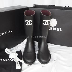 샤넬 CC 로고 러버 레인부츠 블랙 G39620