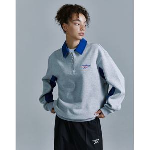 리복 24FW 투톤 로고 기모 맨투맨 - 그레이 RETS4FM41G1