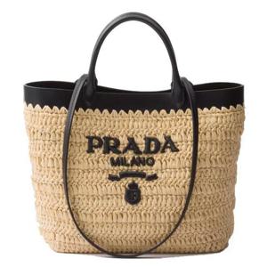 25SS 프라다 크로셰 가죽 토트 숄더백 스몰 내추럴 1BG500 2M2Q F0I55