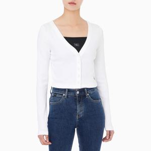 [캘빈클라인 진]여성 롱슬리브 우븐라벨 립 가디건(47C204G)