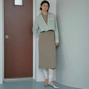 [랩]MARIO스트라이프 셔츠 레이어드 저지롱 원피스 AR1WOF20