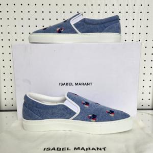 이자벨마랑 남성 블루 로고 자수 로우탑 스니커즈 BK0094 22P026N