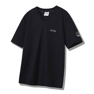 지프 남녀공용 브이넥 반팔 티셔츠 JQ8TSU401BK