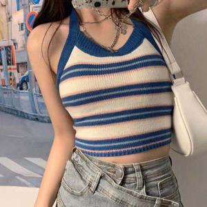 스트라이프 홀터넥 뒷 끈조절 나시티 OH-500276