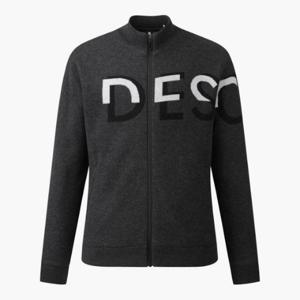 데상트골프자켓 JQS DP42MFKOO7-CHAG 남성 타이포그래픽 풀집업 방풍 가디건 / Charcoal