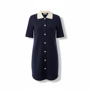 THOM BROWNE 25FW 솔리드 더블 페이스 니트 폴로 드레스 (FJD129A J0223 415)