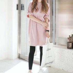 여자 루즈핏 반팔 티셔츠 롱티셔츠 원피스 파스텔톤