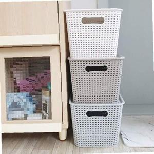 라탄 뚜껑 수납 정리함 소품 바구니(대) 색상랜덤