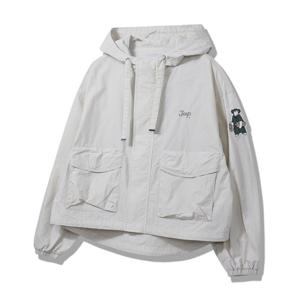 지프 여성 우븐 크롭 후드 야상 점퍼 JQ8JPF206IV