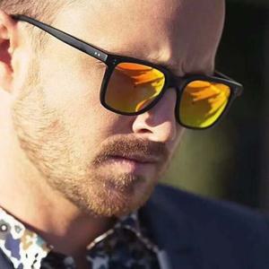 남성 사각 패션 선글라스 레트로 뿔테 오렌지미러