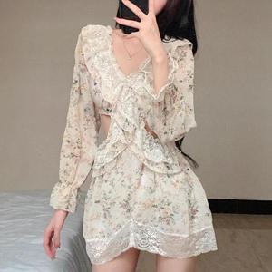 유니크 옆트임 쉬폰 레이스 여신 수영복