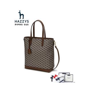 [헤지스]HIBA4F731K2_여성 카키 시그니처 패턴 PVC 토트백