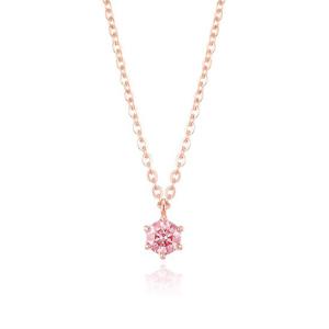[GB] 로즈핑크 랩그로운 다이아몬드 5부 6프롱 14K GOLD 목걸이 LND22002D