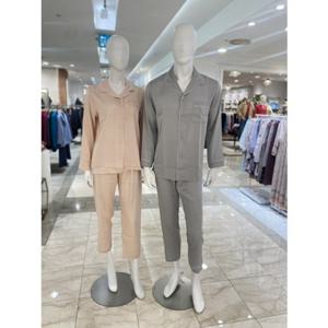 [비비안] (WP8846A SET) 실크촉감 베이지심플 남여 잠옷커플세트