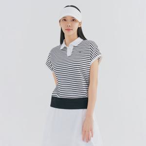[레노마골프] 여성 스트라이프 가오리핏 카라 반팔 티셔츠 RWTYN6107-199