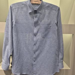 [레노마] 여름용 린넨혼방 스킵 일반핏긴팔 남자셔츠ROSSG1053블루