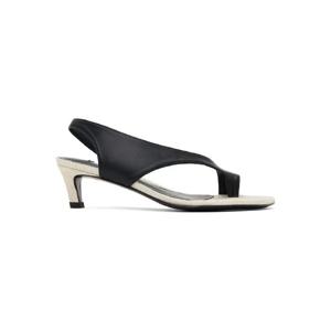 25 FW 토템 여성 블랙   베이지 가죽 힐 샌들 251771F125001