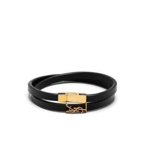[SAINT LAURENT] 여성 팔찌 YSL doublewrap 레더 745602BL40J 1000 블랙 골드 /9
