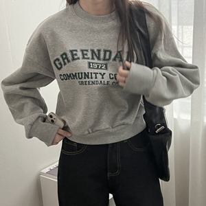 [샵앤][샵앤] 국산 여성 그린데일 크롭 긴팔 맨투맨 LL-WSH-4834