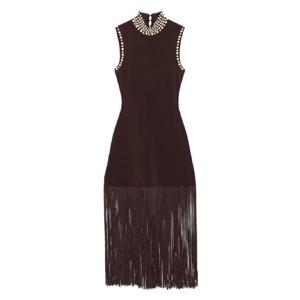 산드로 하이 넥 프린지 드레스 SFPRO04086