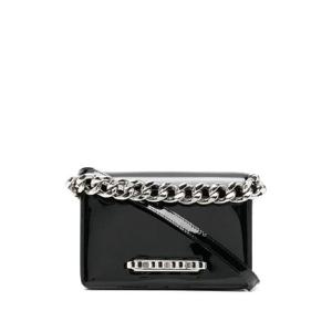 25 FW Alexander McQueen 4 링 페이턴트 가죽 토트 백 70814617HEE1000 TP442994684