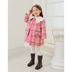 [프렌치캣(백)]핑크 멀티체크  코트 (Q45DAC040)
