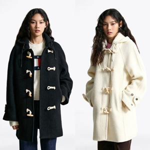 [타미진] 2종 택1 여성 루즈핏 T32F7WJC30TWL1 후드 탈부착 울 소재 떡볶이 기본 데일리 코트 SC