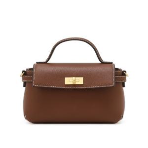 [헤지스] 브라운 단색 소가죽 미니 토트 겸 크로스백/HIWA5F781W2